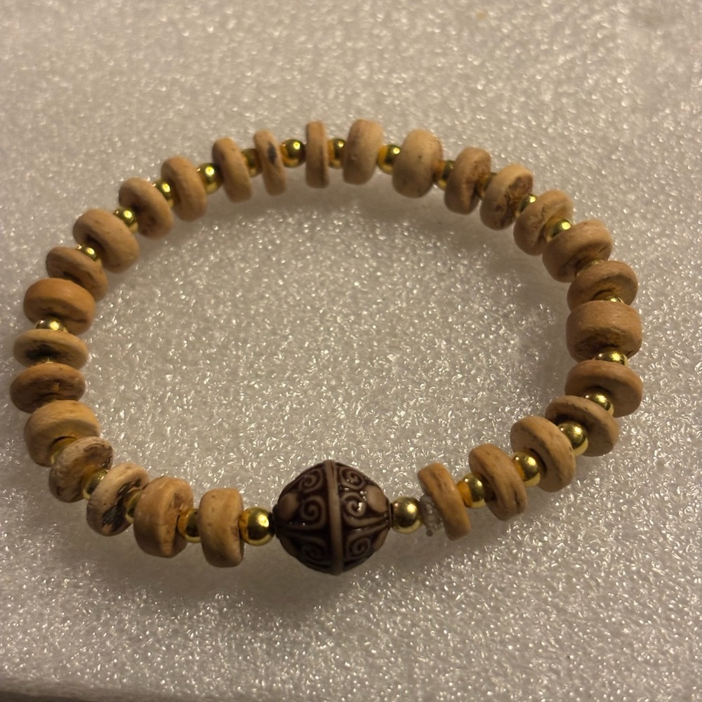 Brown and Gold Beaded Bracelet